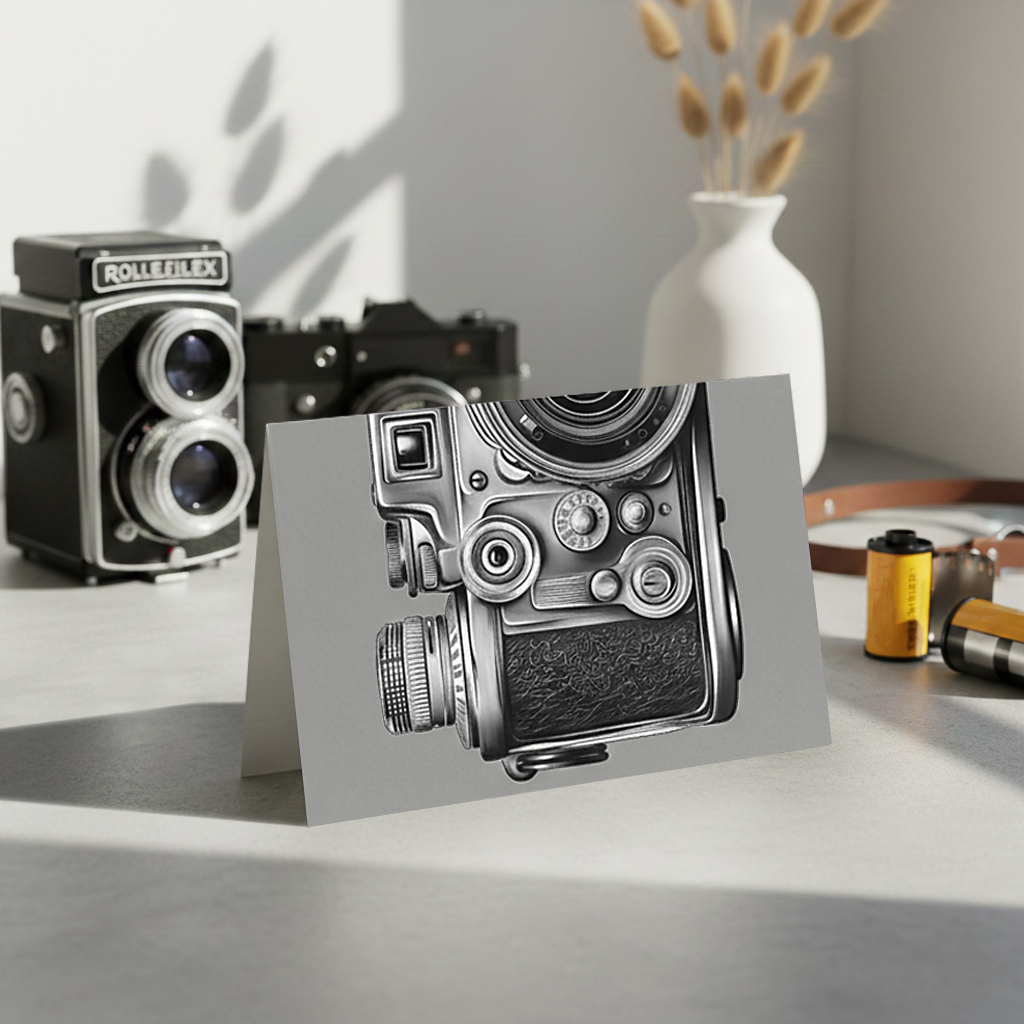 FULL ON FOLD CAMERA Pack of 10 Greeting Cards (4.25 x 5.5) - Folded Spread Design, Blank Inside, Envelope