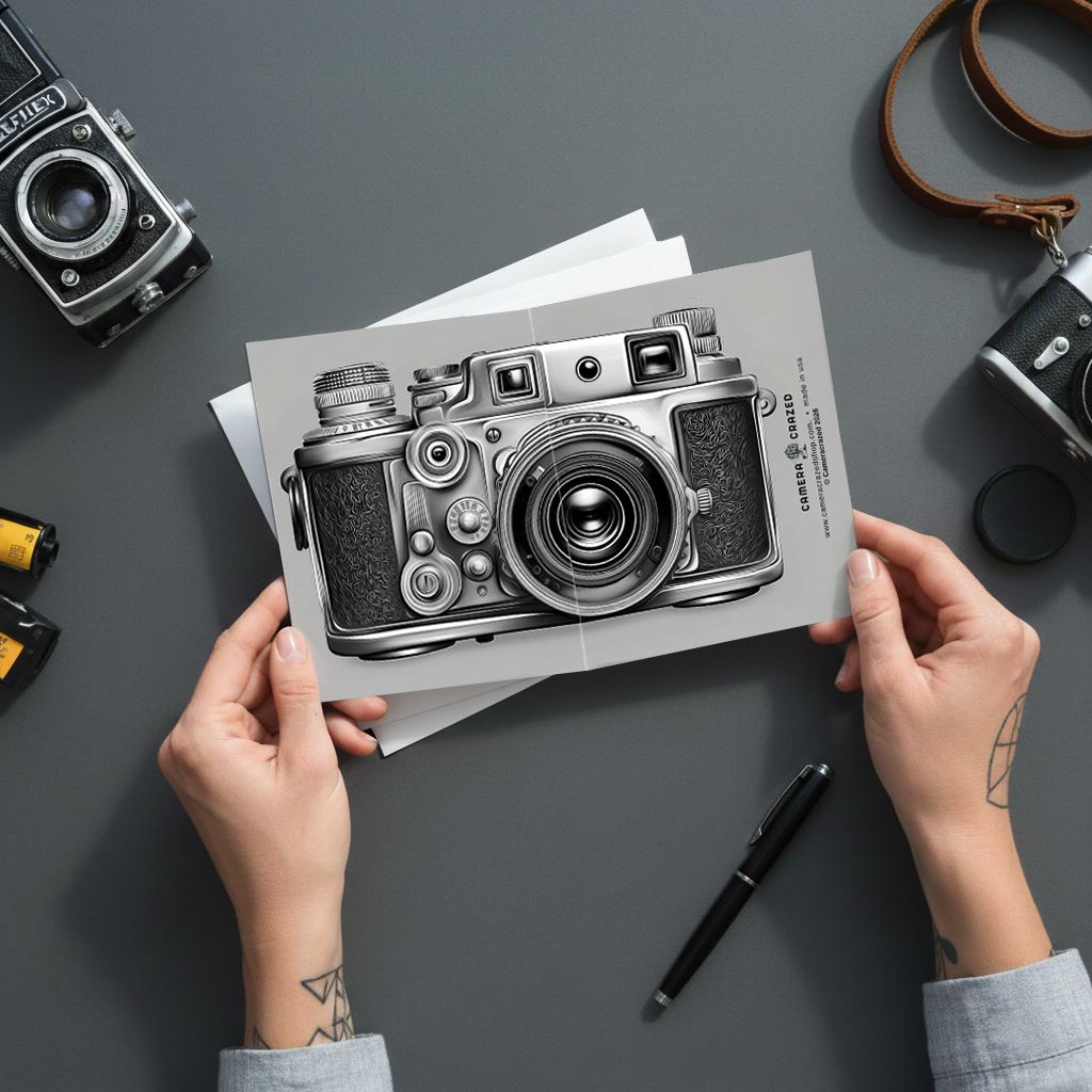 FULL ON FOLD CAMERA Pack of 10 Greeting Cards (4.25 x 5.5) - Folded Spread Design, Blank Inside, Envelope