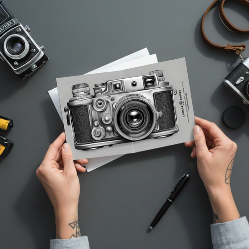 FULL ON FOLD CAMERA Pack of 10 Greeting Cards (4.25 x 5.5) - Folded Spread Design, Blank Inside, Envelope